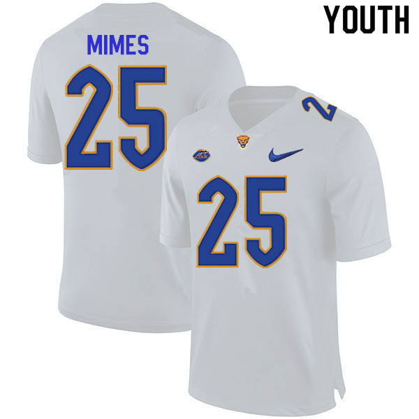 Youth #25 Kaymar Mimes Pitt Panthers College Football Jerseys Sale-White